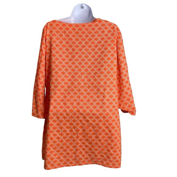 dei Women's Orange Moroccan Tile Beaded Tunic Top Size M‎ Boho Gypsy Art To Wear - Picture 2 of 10